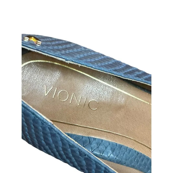 Vionic 8 blue croc embossed comfort pump 2in heel classic updated unique - Picture 4 of 9